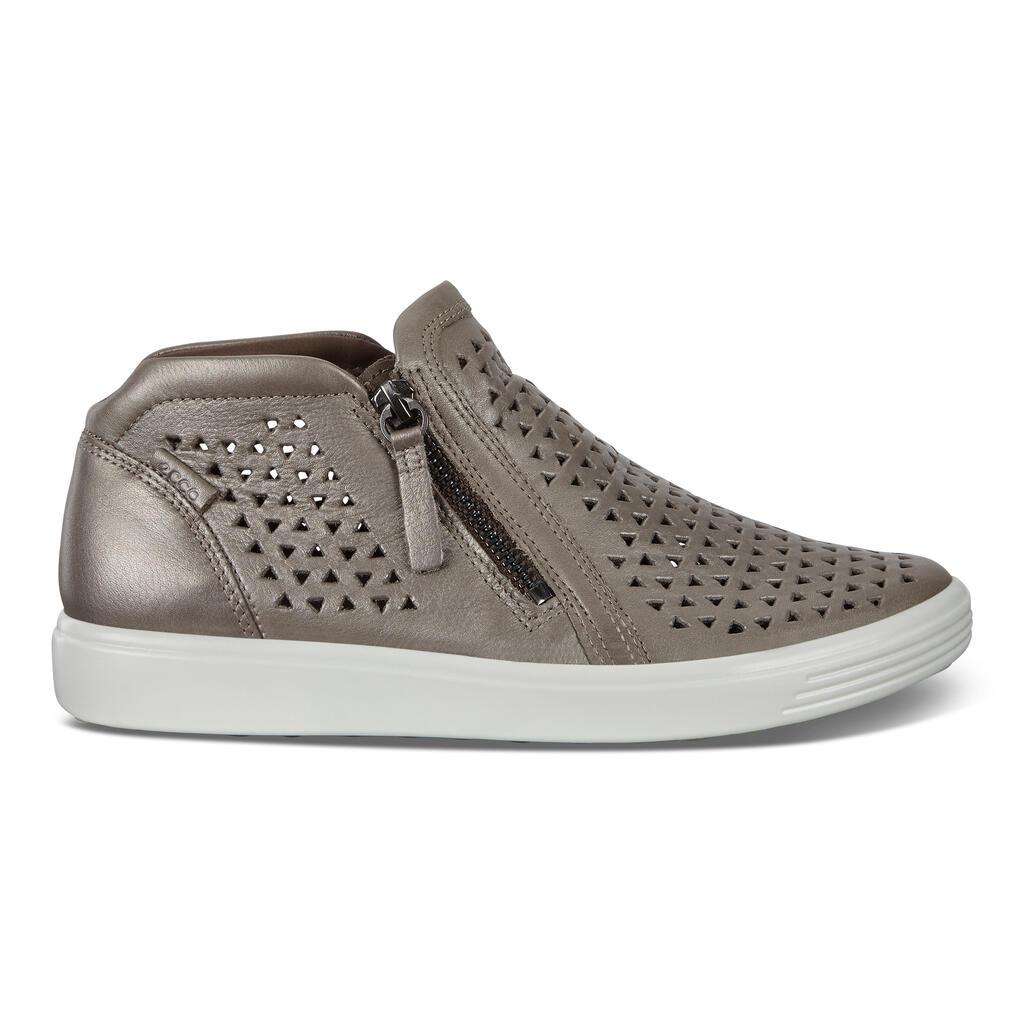 Ecco Soft 7 Mid-Cut Womens Sneakers Grey - India HLO-487061